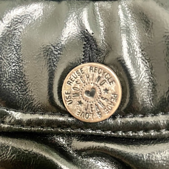 Vintage Moschino Black Quilted Moto Denim Style Patented Jacket UK 44 / US 10 - Picture 5 of 8